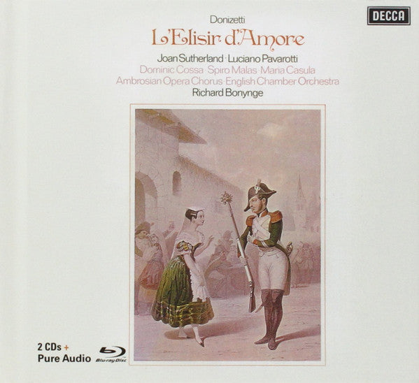 Donizetti*, Joan Sutherland, Luciano Pavarotti, Dominic Cossa, Spiro Malas, Maria Casula, Ambrosian Opera Chorus*, English Chamber Orchestra, Richard Bonynge : L'Elisir D'Amore (2xCD, Album, Ltd, RE, RM + Blu-ray, Ltd, RM, 96k)