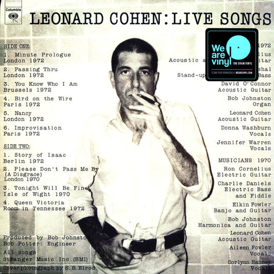 Leonard Cohen : Live Songs (LP, Album, RE, 180)